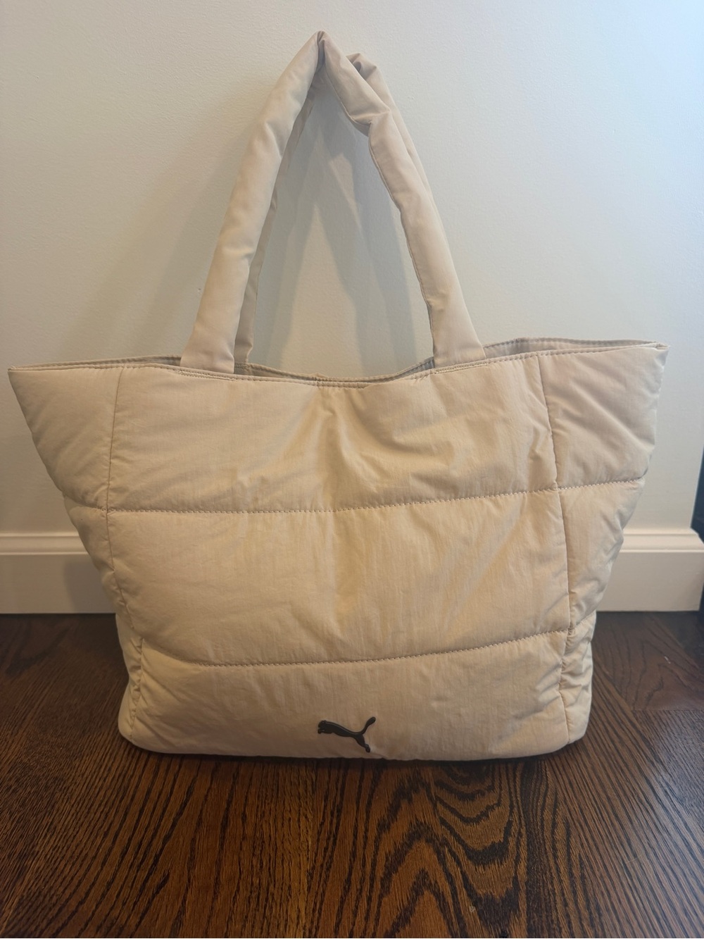 Puma Cream Quilted Tote with Black Logo